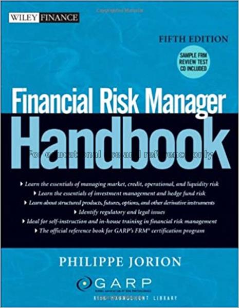 Financial risk manager handbook / Philippe Jorion...