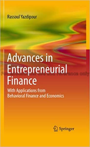 Advances in entrepreneurial finance : with applica...