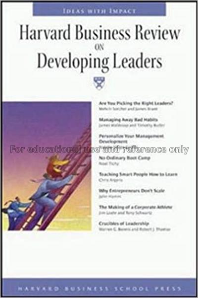 Harvard business review on developing leaders...