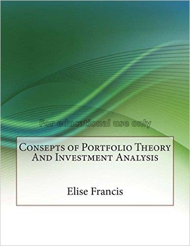 Consepts of portfolio theory and investment analys...
