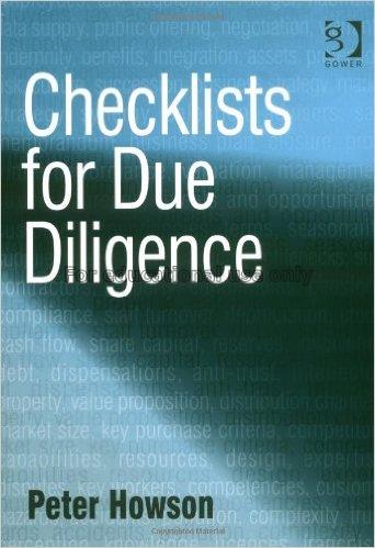 Checklists for due diligence / Peter Howson...