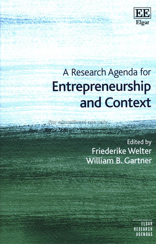 A research agenda for entrepreneurship and context...