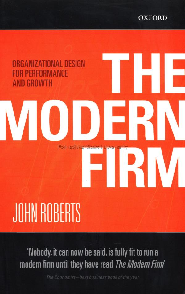 The modern firm : organizational design for perfor...