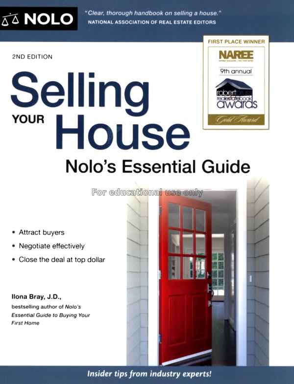 Selling your house : Nolo's essential guide / Ilon...