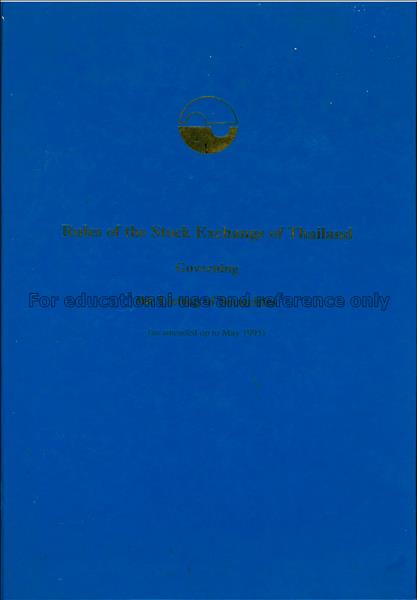 Rules of the the stock exchange of Thailand govern...