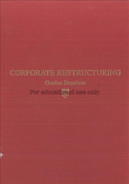 Corporate restructuring : managing the change proc...