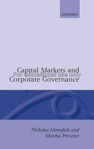 Capital markets and corporate governance / edited ...