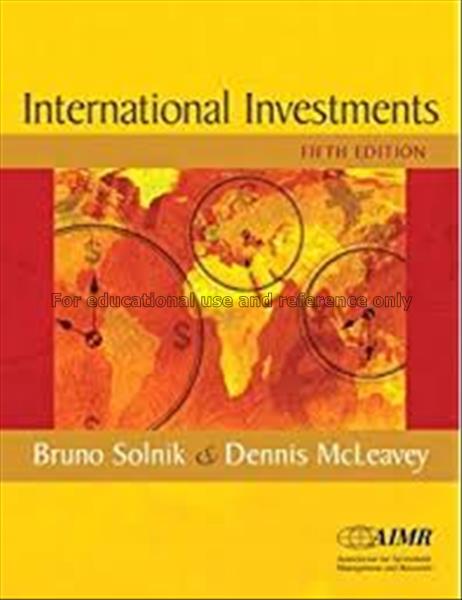 International investments / Bruno Solnik...