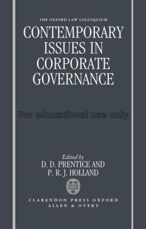 Contemporary issues in corporate governance / Edit...